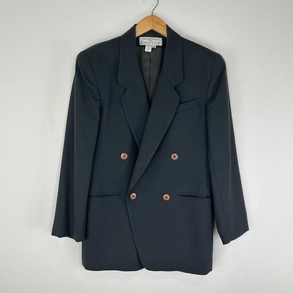 Vintage Saville Dark Green Double Breasted Wool Blended Blazer - Picture 5 of 8